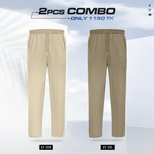 Premium Cotton Trouser- Combo of 2- (Cream & Dark Beige) - EF109/110