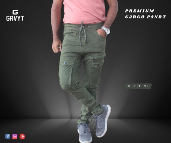 Premium Premium Cargo Pant- (Deep Olive) - GT-104