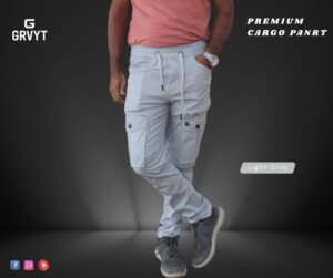 Premium Premium Cargo Pant- (Light Gray) - GT-102